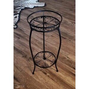 New Plant Stand, Metal Planter Holder Indoor Outdoor, 2 Tier Round Potted